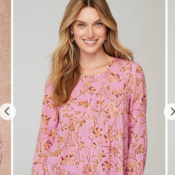 J.Jill Align Blouse, Pink & Tan Floral Print, Size M - Picture 4 of 10